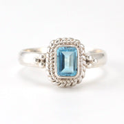Sterling Silver Blue Topaz 4x6mm Rectangle Ring