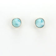 Alt View Sterling Silver Larimar 8mm Round Post Earrings