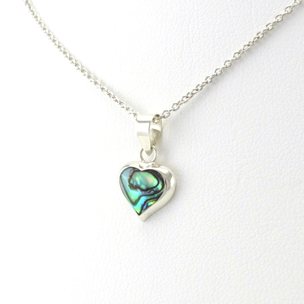 Alt View Sterling Silver Abalone Heart Necklace