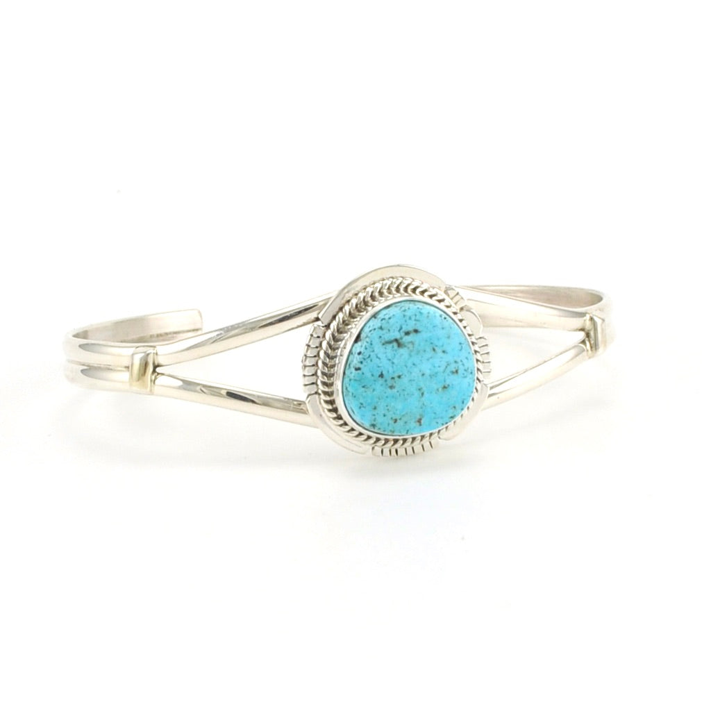 Sterling Silver Kingman Turquoise Cuff Bracelet by Burt and Kathy Francisco