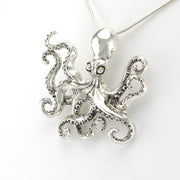 Side View Sterling Silver Octopus Large Pendant