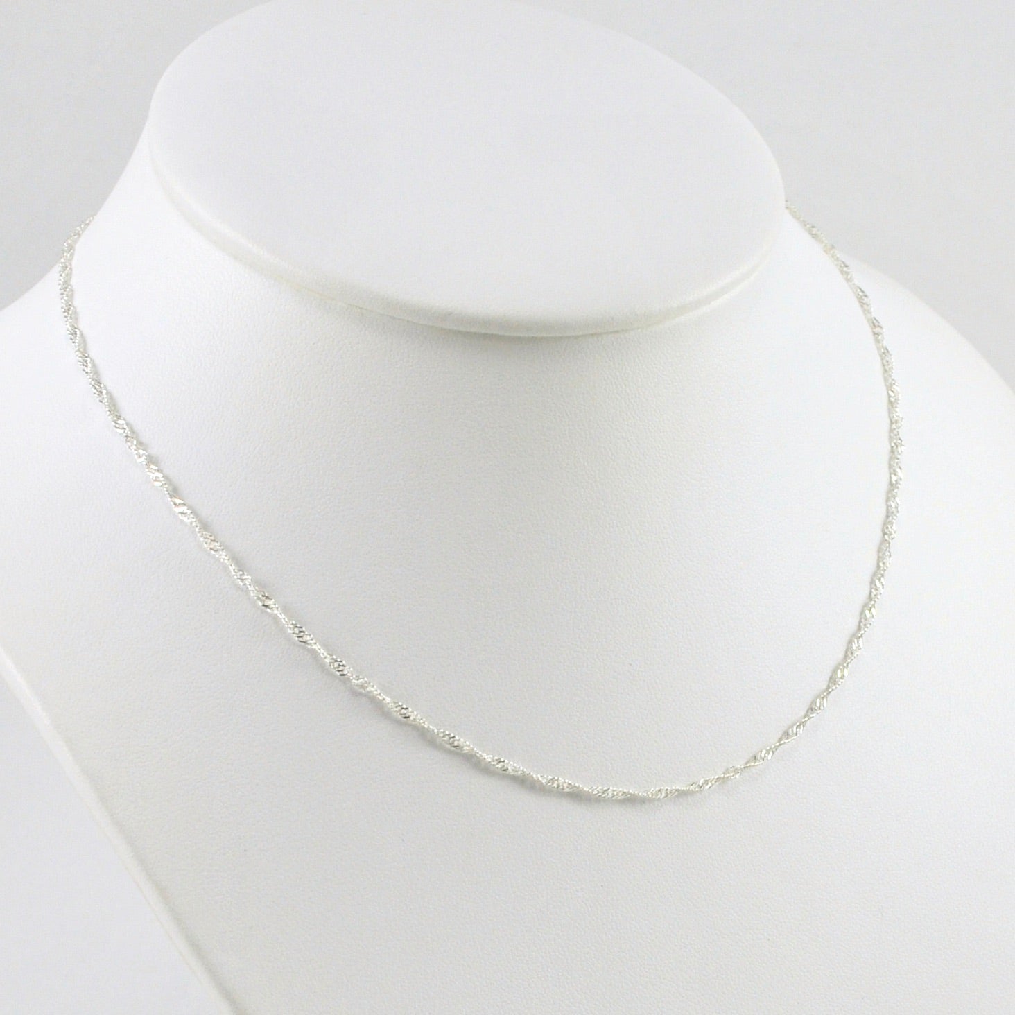 Side View Sterling Silver 16 Inch Singapore 025 Chain