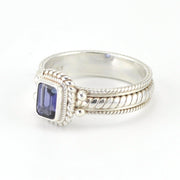 Side View Sterling Silver Iolite 4x6mm Rectangle Rope