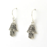 Side View Sterling Silver Hamsa Dangle Earrings