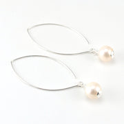 Sterling Silver White Pearl Long Drop Earrings