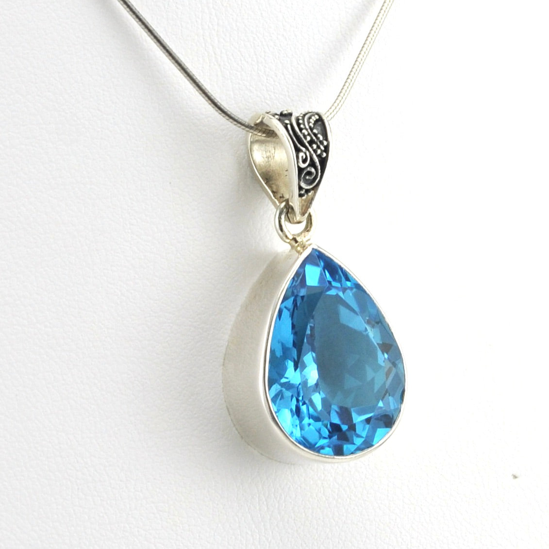 Rough Aquamarine, Blue Topaz Pendant 1 7/8