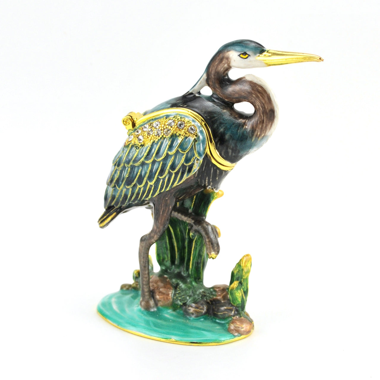 Blue Heron Enamel Box