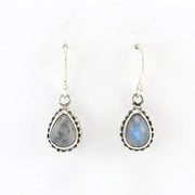 Alt View Silver Moonstone Tear Bali Dangle Earrings