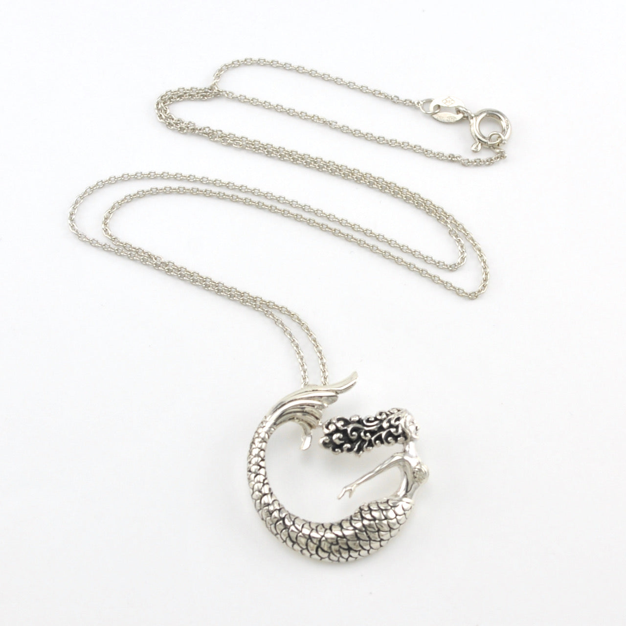 Silver Mermaid Spiral Necklace