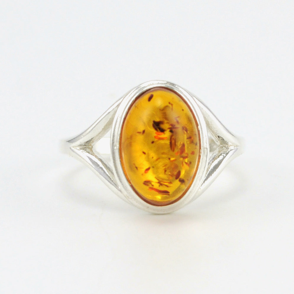 Alt View Sterling Silver Amber Oval Ring