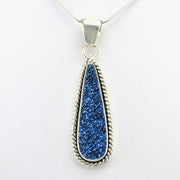 Alt View Sterling Silver Blue Druzy Agate Rope Pendant