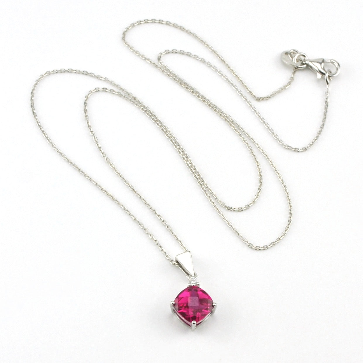 Sterling Silver Created Ruby 1.8ct CZ Necklace