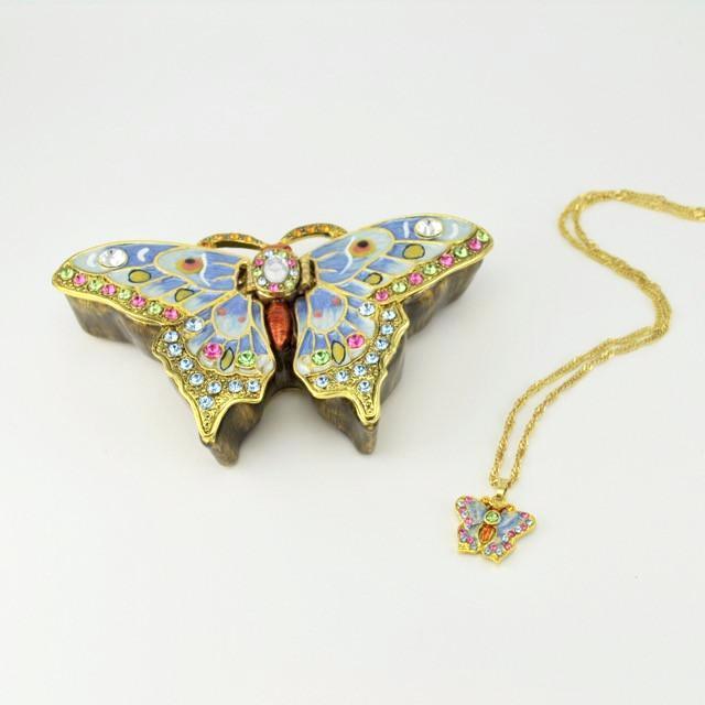 Beautiful Butterfly Enamel Crystal Box