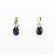 Sterling Silver Created Sapphire 2.1ct Post Earrings