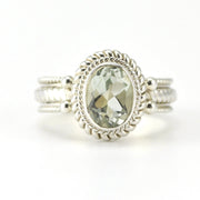 Alt View Sterling Silver Green Amethyst 6x8mm Oval Ring