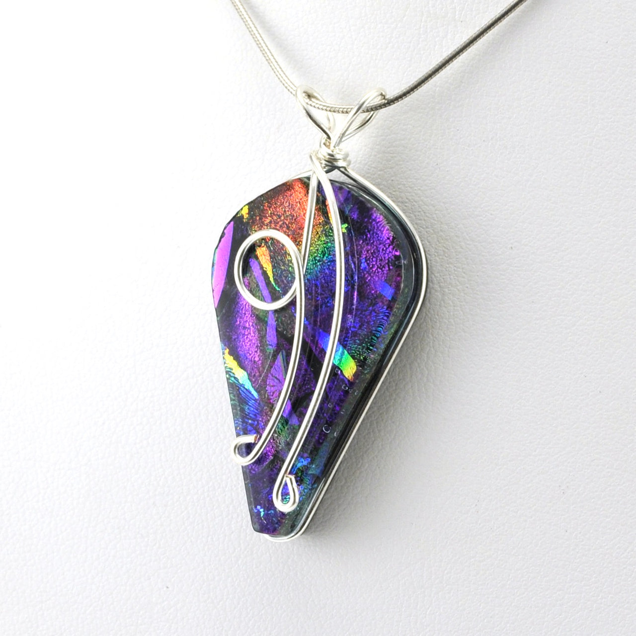 Dichroic Glass Rainbow Purple Wisteria Pendant
