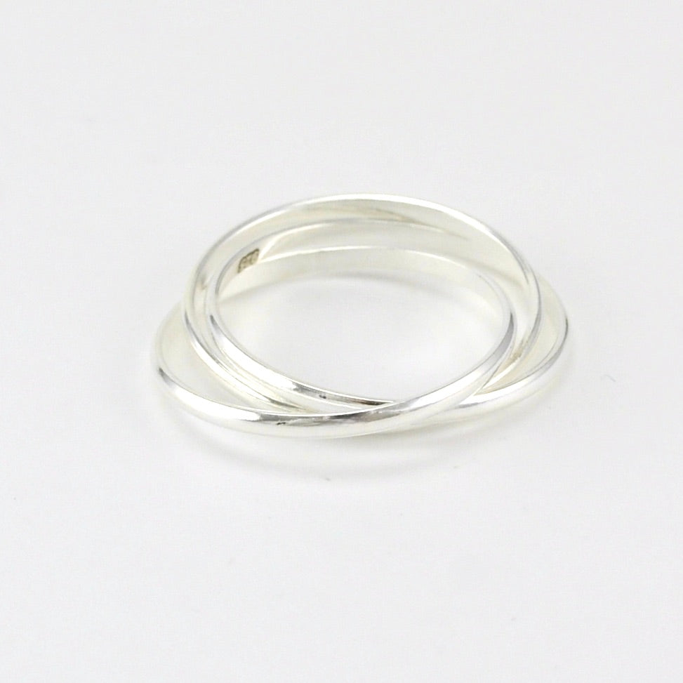 Sterling Silver 3 Rolling Band Ring Size 6