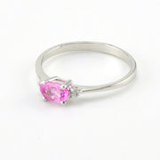 Side View Sterling Silver Created Pink Sapphire .5ct CZ Ring
