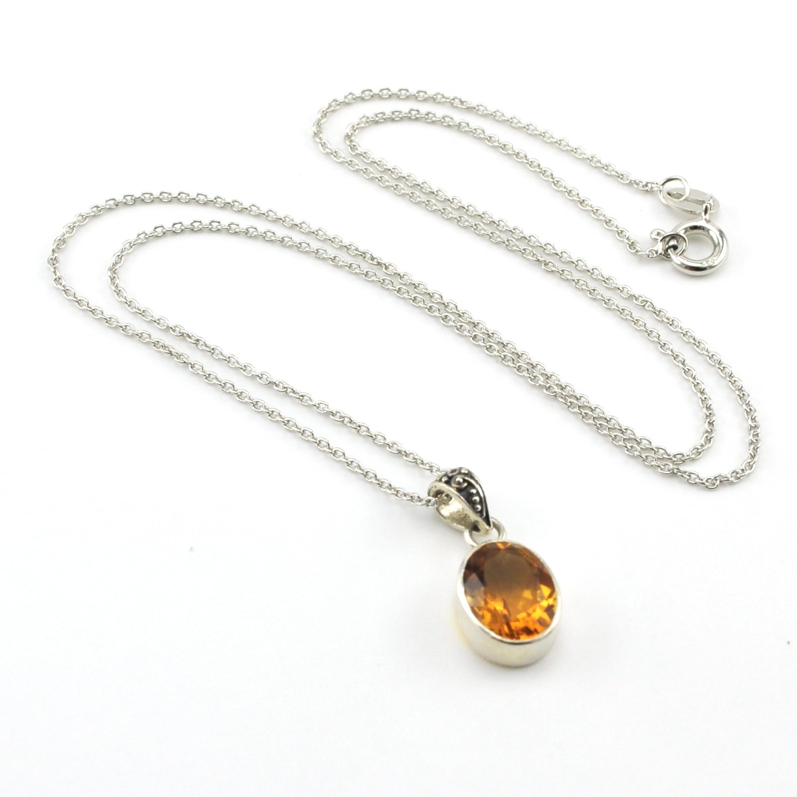 Sterling Silver Citrine 8x10mm Oval Necklace