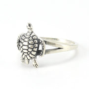 Side View Sterling Silver Sea Turtle Ring