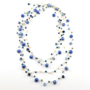 Japanese Silk Double Strand Indigo Crystal 32-34" Necklace
