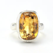 Alt View Sterling Silver Citrine 10x15mm Rectangle Bali Ring