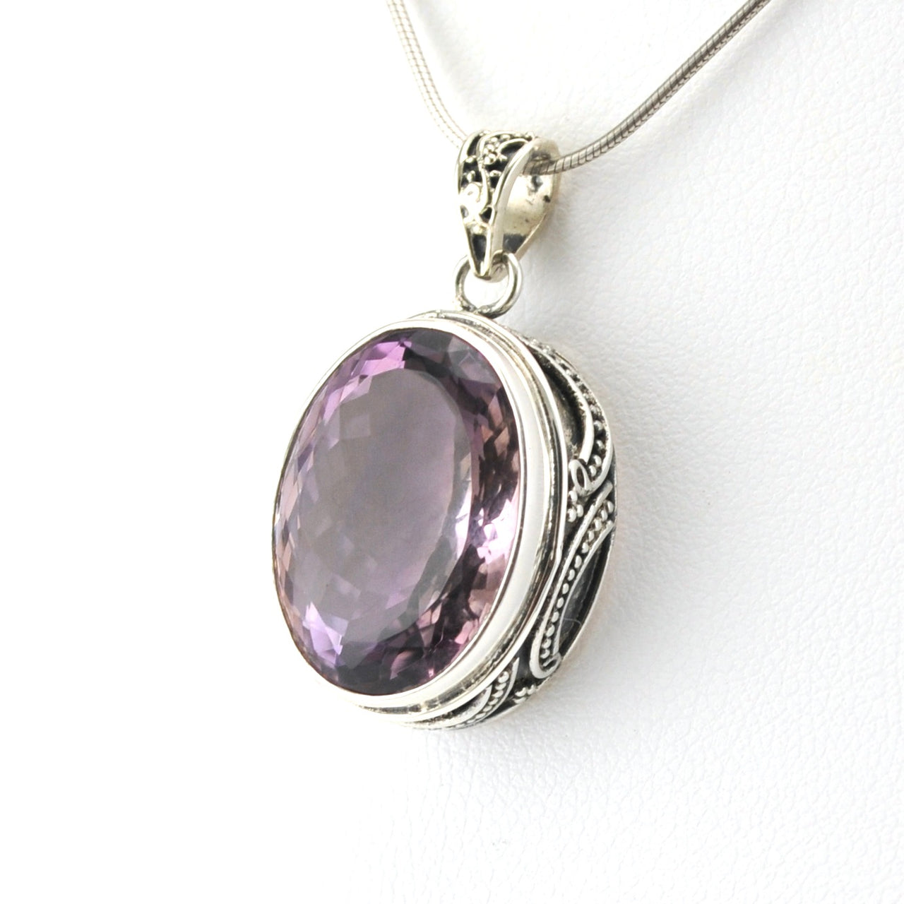 Sterling Silver Ametrine 14x19mm Oval Bali Pendant