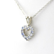 Side View Sterling Silver Tanzanite Heart Necklace