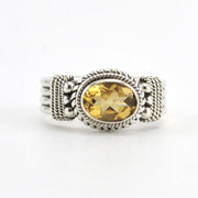 Sterling Silver Citrine 6x8mm Oval Ring Size 7