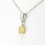 Side View Sterling Silver Ethiopian Opal .8ct Diamond .02ct Necklace