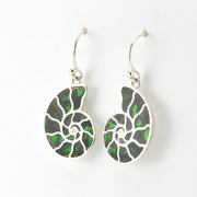Side View Sterling Silver Ammolite Inlaid Shell Earrings
