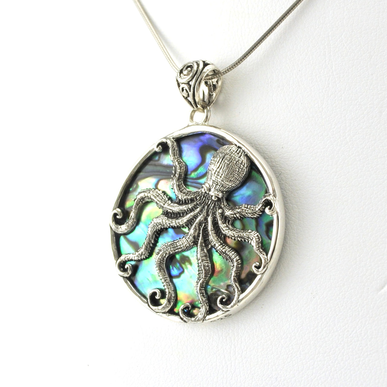 Sterling Silver Abalone Octopus Pendant
