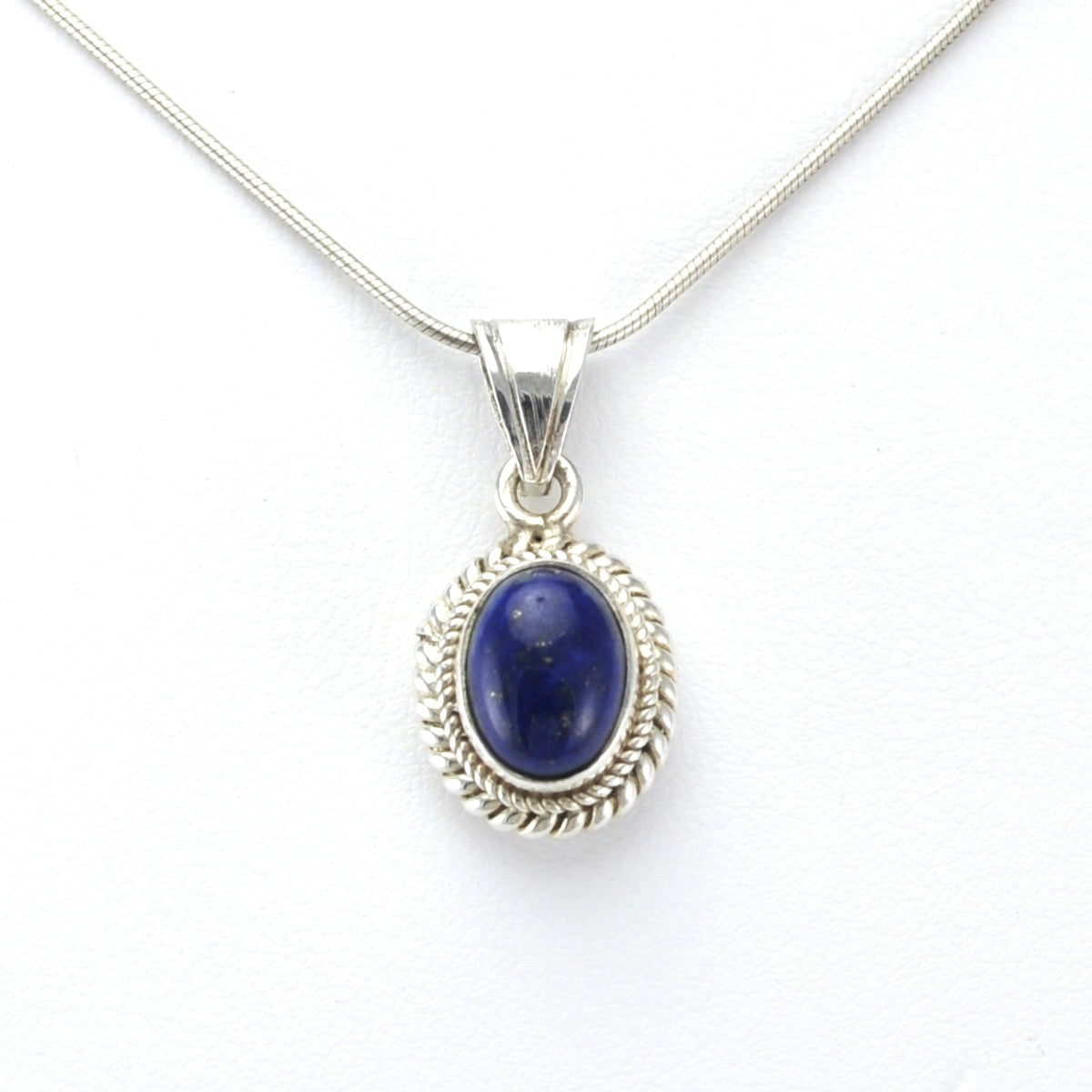 Alt View Sterling Silver Lapis 7x9mm Oval Pendant