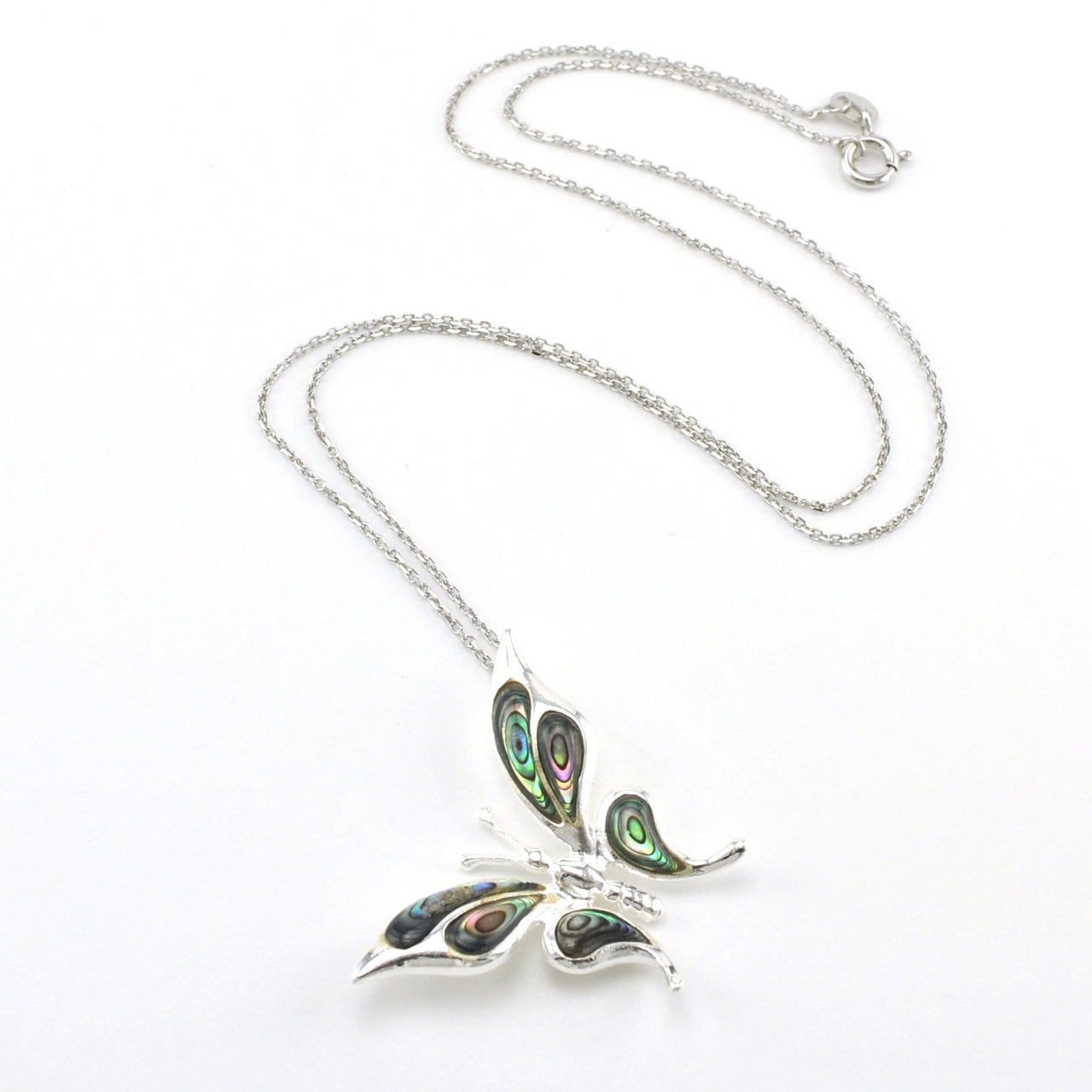 Sterling Silver Abalone Butterfly Necklace