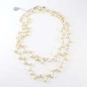 Japanese Silk 34" White Pearl Necklace
