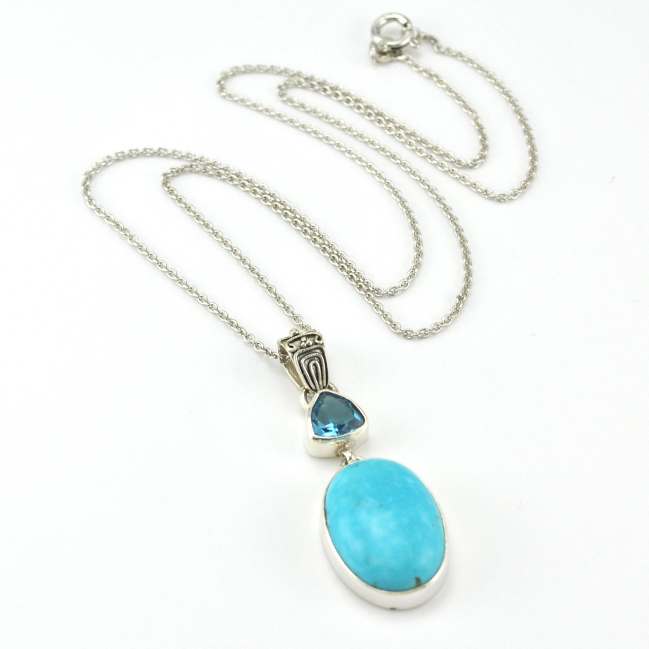 Sterling Silver Arizona Turquoise with Topaz Necklace