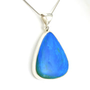 Side View Sterling Silver Peruvian Blue Opal 32.6ct Pendant
