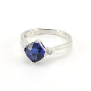 Side View Sterling Silver Created Sapphire 2ct CZ Ring