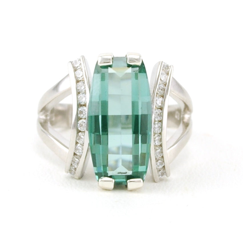 Sterling Silver Green Spinel 5.9ct CZ Ring