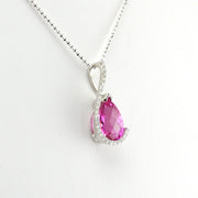 Alt View Sterling Silver Created Pink Sapphire 3.6ct Tear CZ Necklace