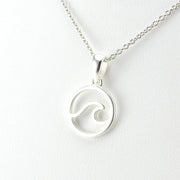 Side View Sterling Silver Circle Wave Necklace