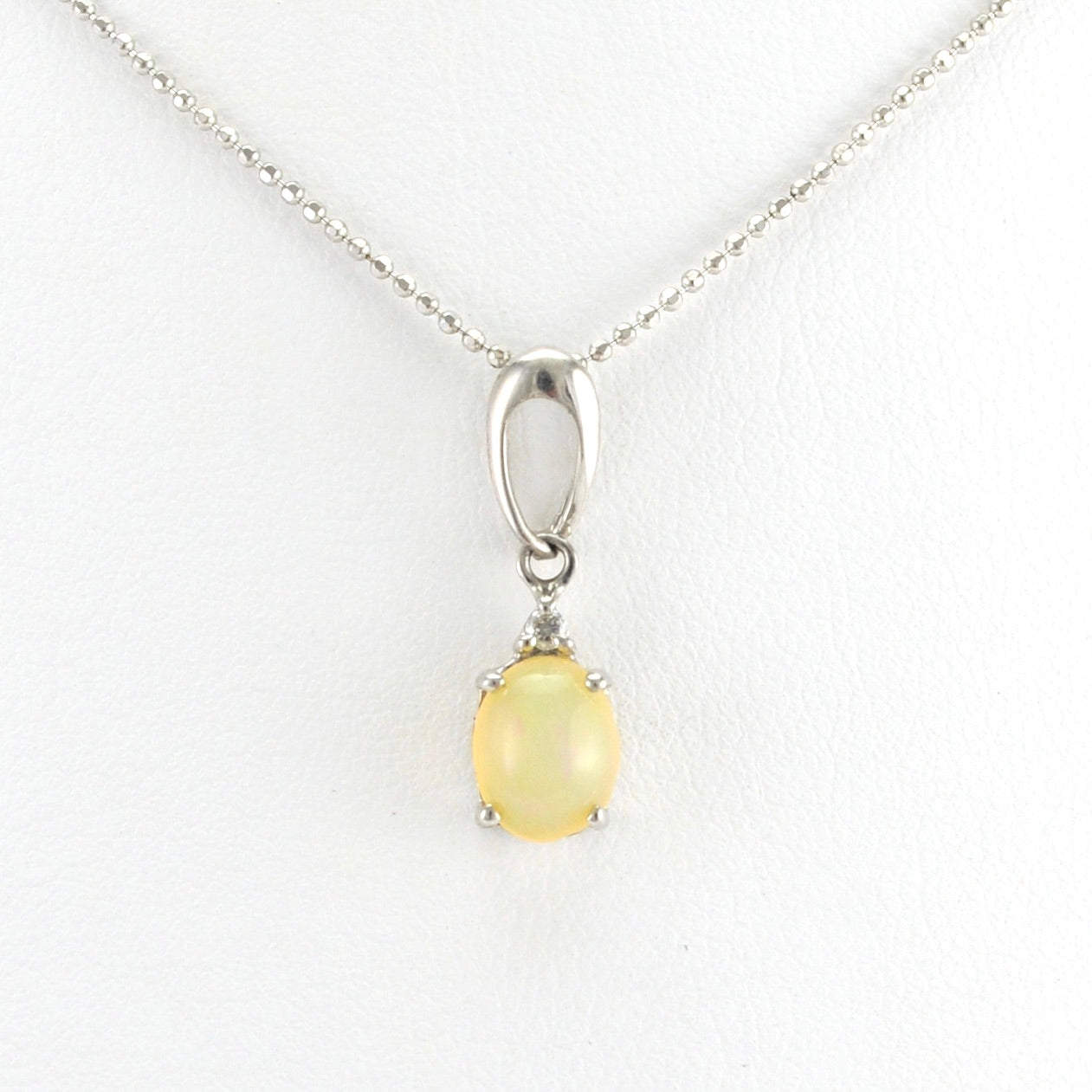 Alt View Sterling Silver Ethiopian Opal .8ct Diamond .02ct Necklace