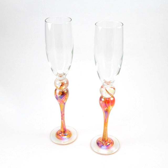 Pair of Hot Mix Champagne Flutes