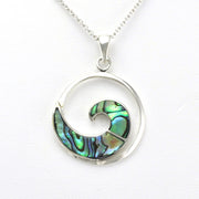 Alt View Sterling Silver Abalone Wave Necklace