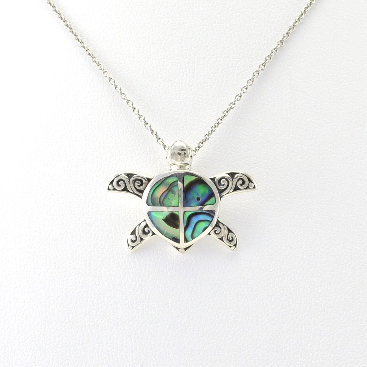 Alt View Sterling Silver Abalone Sea Turtle Pendant