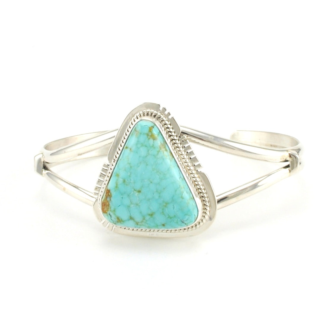 Sterling Silver #8 Turquoise Triangle Cuff Bracelet by Lucy Jake