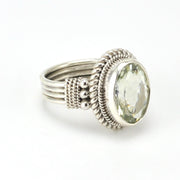 Side View Sterling Silver Prasiolite 10x14mm Oval Ring