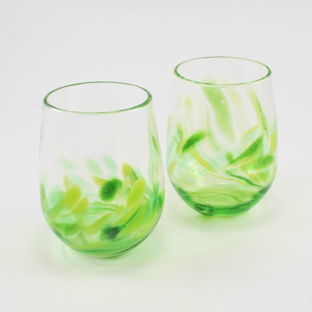 Vino Breve Green Stemless Wine Glasses