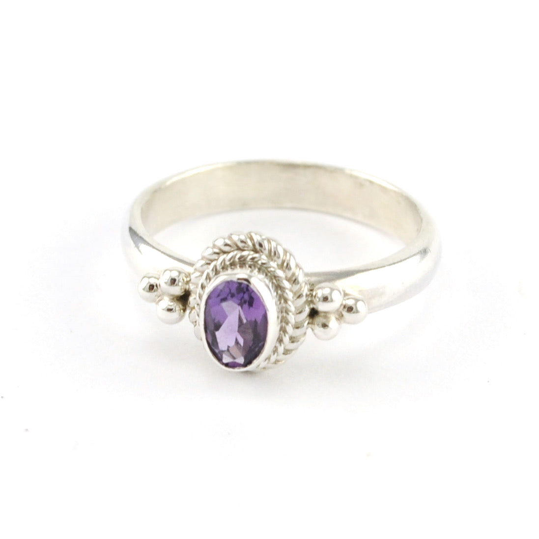 Alt View Silver Amethyst 4x6mm Oval Ring
