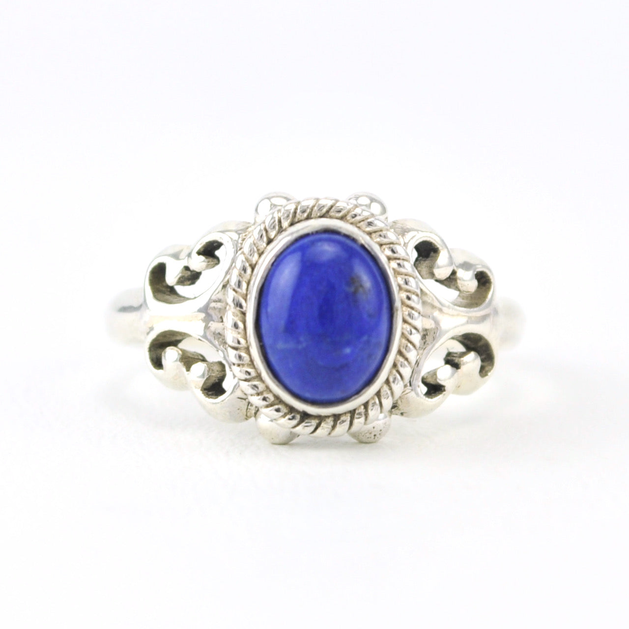 Silver Lapis 6x8mm Oval Ring